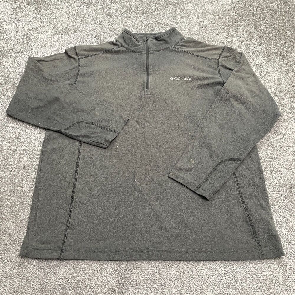 Columbia Klamath Range Fleece Jacket Men Large Gray 1/4 Zip Lightweight Outdoor